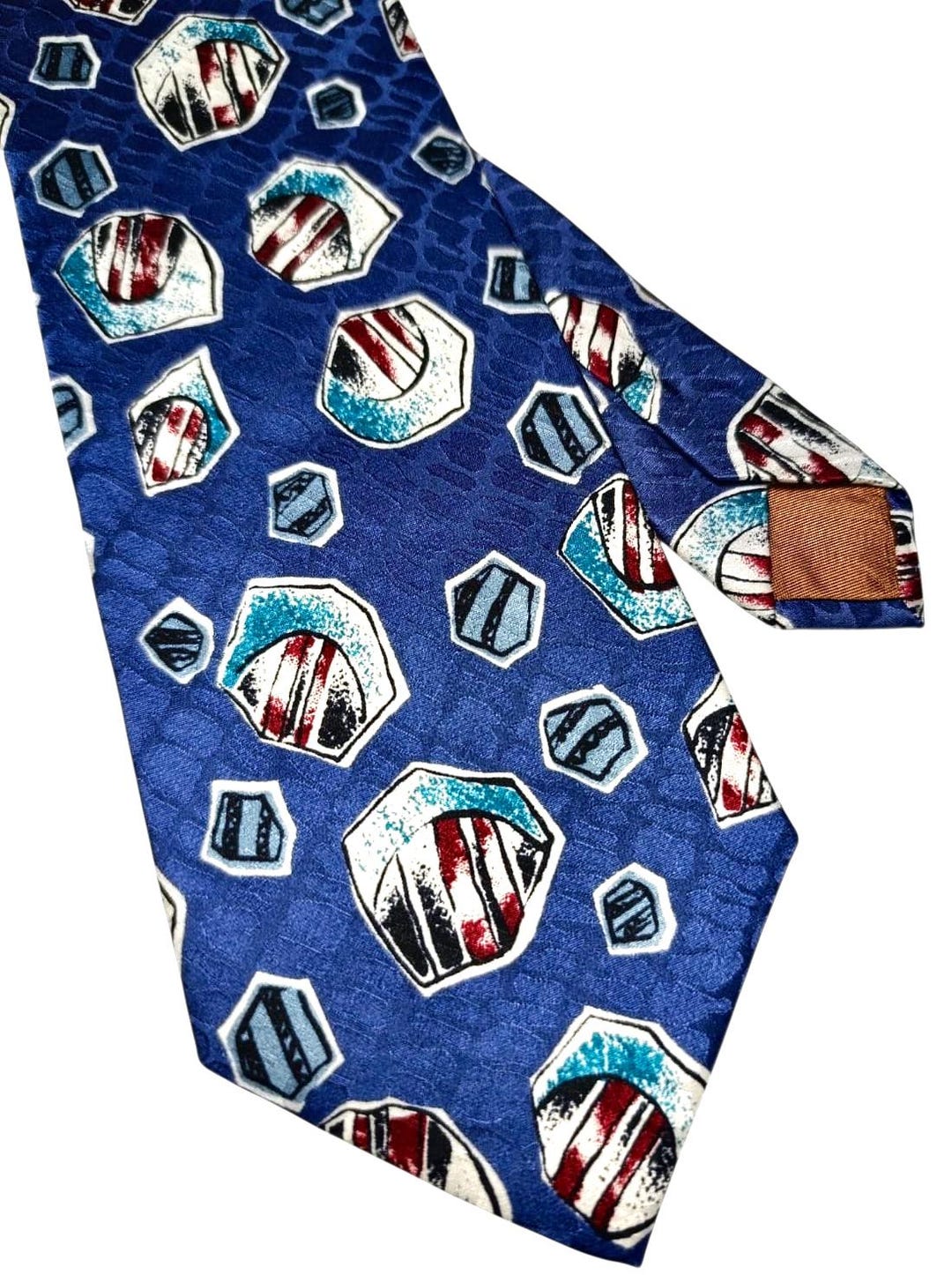 大韓航空　ネクタイ 非常に希少なヴィンテージ大韓航空シルクネクタイ。幾何学模様、大胆な