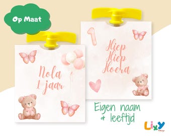Knijpfruit Wikkel Beer met Naam & Leeftijd | Beer Traktatie Kindje | Gepersonaliseerde Traktatie labels | Printable DIY | Beer Thema Feestje