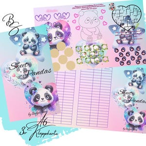 Schattige panda's / Vouwkaart / A6 / Spaaruitdaging/KL080