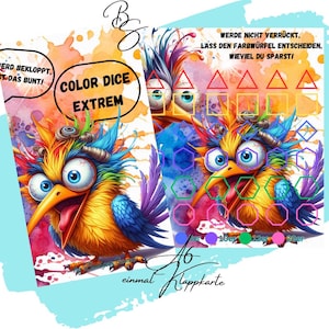 Color Dice extrem / Klappkarte /Würfelspiel/Umschlagmethode / A6 /KL034
