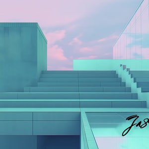 Salvaschermo contemporaneo Arte astratta Ufficio moderno Piscina, Architettura blu, Download immagine 4k, Cornice TV, Sfondo laptop, Divergenza 1