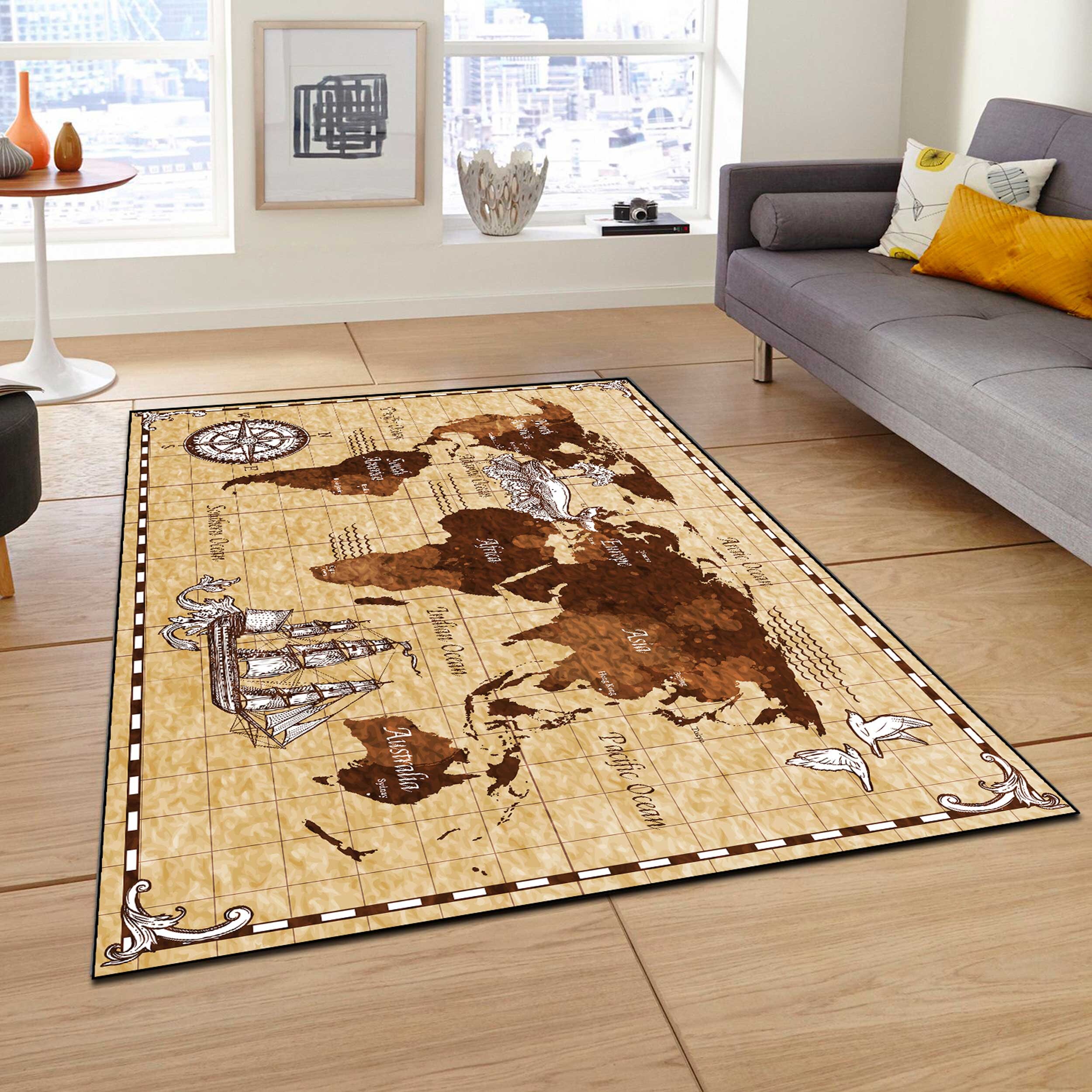 Old World Map Rug,vintage Map Rug,classic Rug,old Map Rug,world Maps