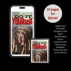 May include: A digital ebook titled "Do It Yourself" displayed on a smartphone and tablet. The ebook cover features the text "Do It Yourself" in red and black, with "Basic Retwist Ebook" below. A circular graphic with text is also present.