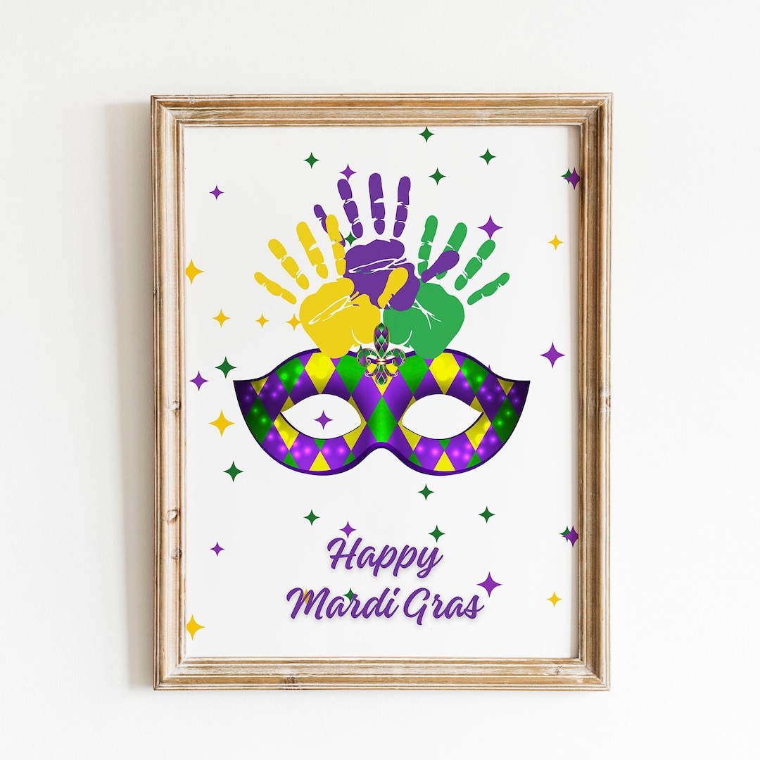 mardi gras handprint art