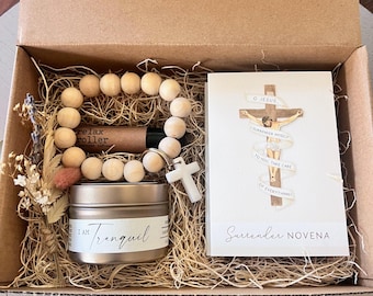 Surrender Novena Gift Box, Catholic Encouragement Gift for Women, Hard Season, Illness or Cancer Support Gift