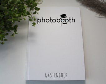 Bruiloft photobooth gastenboek met invulvragen WIT