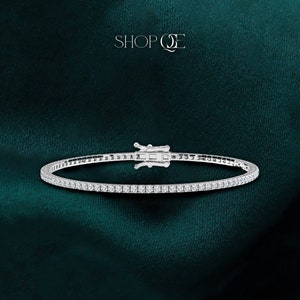 2 Karat Lab Zuchtdiamant Tennis Armband aus 14K Weißgold ein stapelbares Band für Frauen, ein atemberaubendes Schmuckgeschenk für Jubiläum, Geburtstag