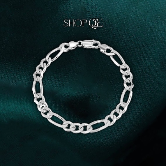 アクセサリー Figaro Wide Chain Bracelet COOTIE Real SOLID 925 Sterling Silver FIGARO Chain BRACELET, Italian