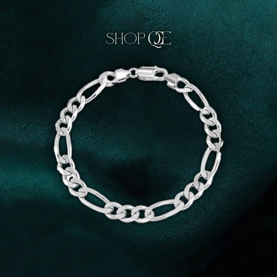 Real SOLID 925 Sterling Silver FIGARO Chain BRACELET