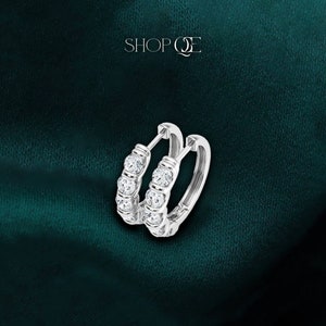 1 carat Lab Grown Diamond Huggie Earring made of 14K White Gold, Anniversary Present hoops, high quality jewelry created for women and girls