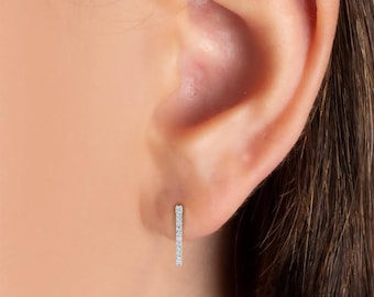 Boucles d'oreilles créoles en or 14 carats serties de diamants de laboratoire (0,5 carat) | EF-VS | Modèle articulé | Cadeau d'anniversaire certifié | Certifiées « Inside Out »