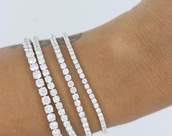 Bracelet tennis en or 14 carats avec diamants de laboratoire certifiés IGI (10 carats), pierres rondes EF VS, fermoir de sécurité, cadeau pour elle