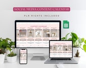 PLR Social Media Content Planner Calendar, Google Sheets Digital Planner, Done For You Content, PLR Spreadsheet, Commercial Rights