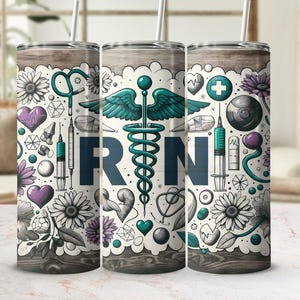 Nursing Tumbler RN Gifts for Nurses Medical Professional Drinkware Insulated Travel Mug for Healthcare Workers