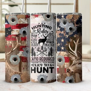Camo Hunting Tumbler with Deer Design, Rustic Outdoors Themed Insulated Drink Holder