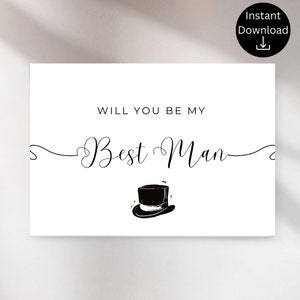 Carte de proposition meilleur homme pour cadeau de meilleur homme Serez-vous mon meilleur homme Boîte à propositions amusante Carte de meilleur homme imprimable Téléchargement instantané minimal LP03