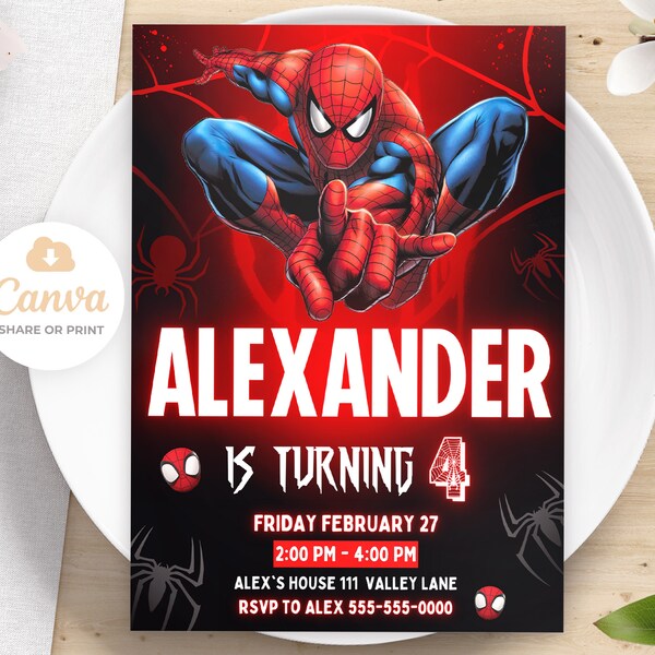 Super Hero Birthday Invitation, Printable Super Hero Invitation, Kids Birthday Party Invite, Canva Editable Invites 5x7