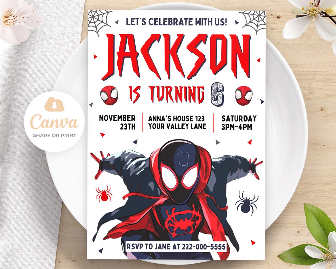 Spiderman Birthday Invitation, Printable Spiderman Invitation, Kids ...