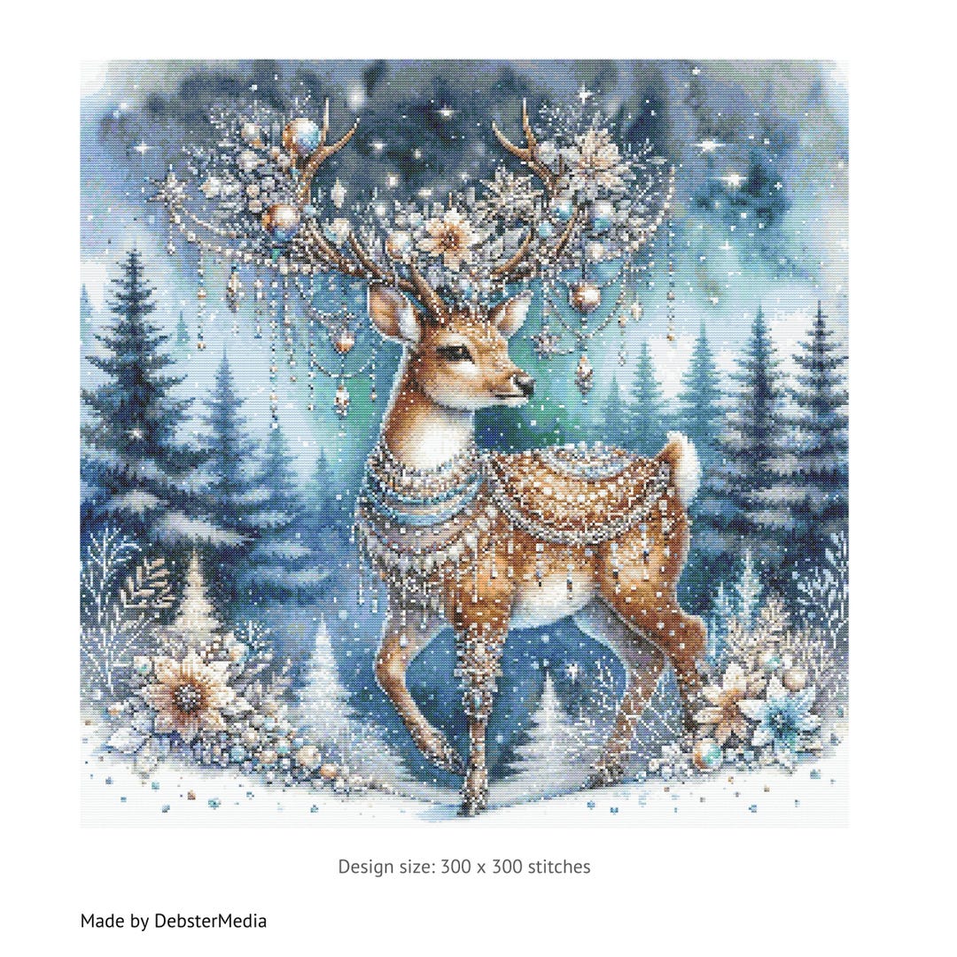 0015 Christmas Deer - Cross Stitch Pattern / Embroidery Pattern - Etsy