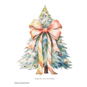 0269 Christmastree with large ribbon / borduurpatroon / kerstboom met strik / crossstitch pattern / christmas / kerst