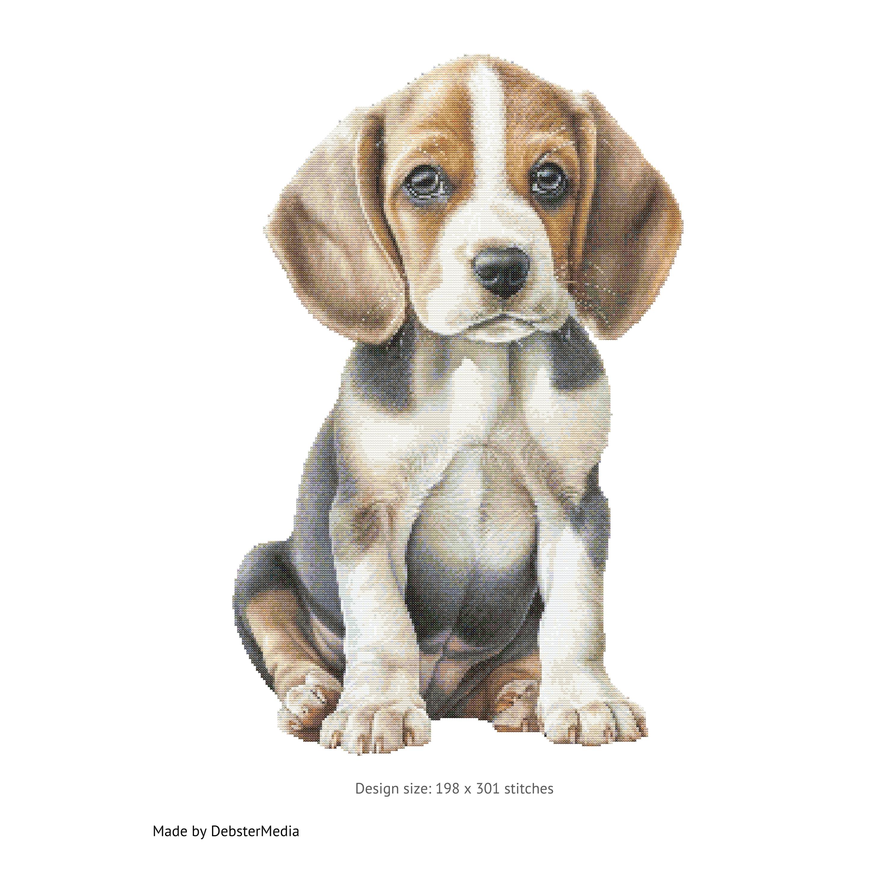 ビーグル犬の刺繍アート 0127 ビーグルの子犬 / クロスステッチパターン / クロスステッチ