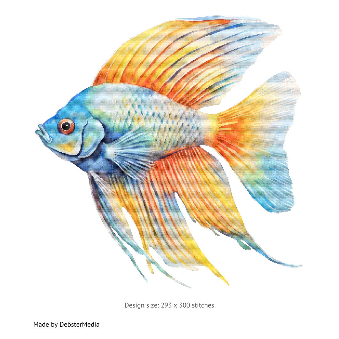 0040 A Colorful Fish / Cross Stitch Pattern / Embroidery Pattern ...