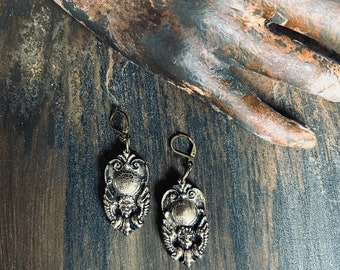 Cherubim Handmade Artisan Earrings - Blackened Gold - Angels - Renaissance - Roman