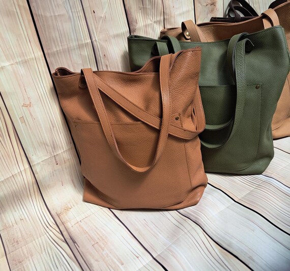 Leather Bag Women Handmade Vertical Tote With Pockets Leather Hobo Bags Designer in 5 Colors Handmade Messenger Leather Bag for Laptop Etsy Canada