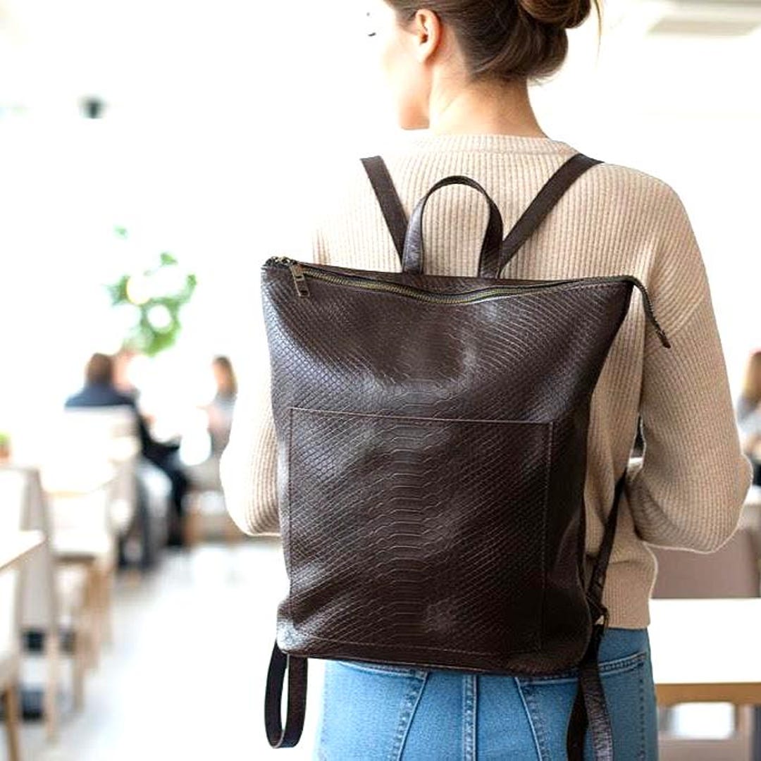Leather Laptop Backpack 18th Birthday Gift, Personalized Tote Work Bag ...