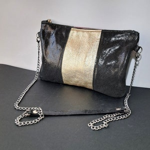 Bolso de fiesta de cuero negro, Bolso bandolera pequeño para regalo de 25 cumpleaños, Cartera minimalista para regalo de 18 cumpleaños, Bolso de hombro para regalo de 16 cumpleaños