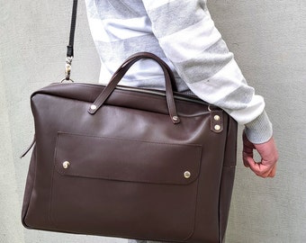 Leather bag for men , Handmade leather laptop bag , Personalized leather handbag for laptop , Large man wallet , 16 inch laptop bag
