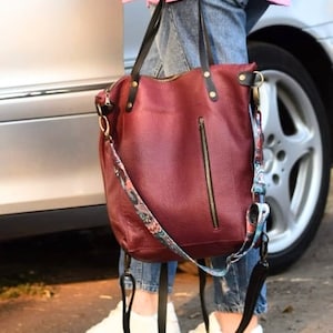 Leder Tote Windeltasche 25 Geburtstag Geschenk, Wandelbarer Rucksack 3 in 1 Tasche 21. Geburtstag Geschenk, Crossbody Geldbörse handgefertigt und Handtasche