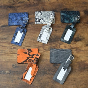 Porte-cartes et étiquette à bagage | Ensemble de voyage en cuir fait main |  Cadeau en cuir véritable de différentes couleurs | Cadeau unisexe pour voyageur ou toute occasion