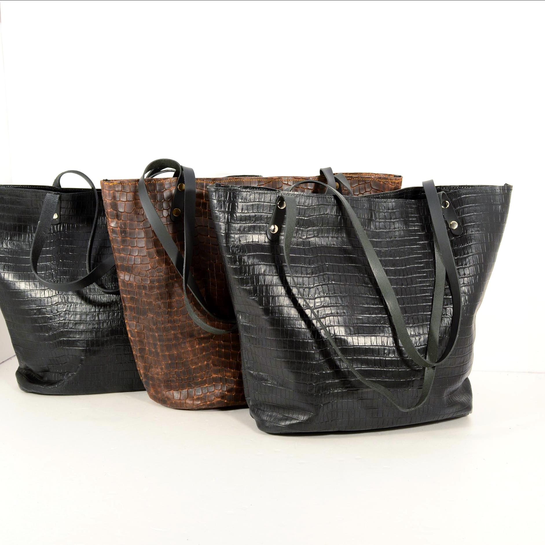 Sac à Main Crocodile Marron 100% Authentique - Dimensions 13 X 7 - Occasion Magnifique