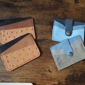 Juego de tarjeteros de cuero para parejas, regalo de viaje, tarjetero minimalista, tarjetero delgado para el tercer aniversario, tarjetero para el duelo.