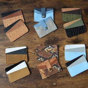 Juego de tarjeteros de cuero para parejas, regalo de viaje, tarjetero minimalista, tarjetero delgado para el tercer aniversario, tarjetero para el duelo.