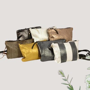 Leather Crossbody Bag | Small Shoulder Bag for Women | Handmade Metallic Purse | Soft Leather Clutch | Convertible Evening Bag |