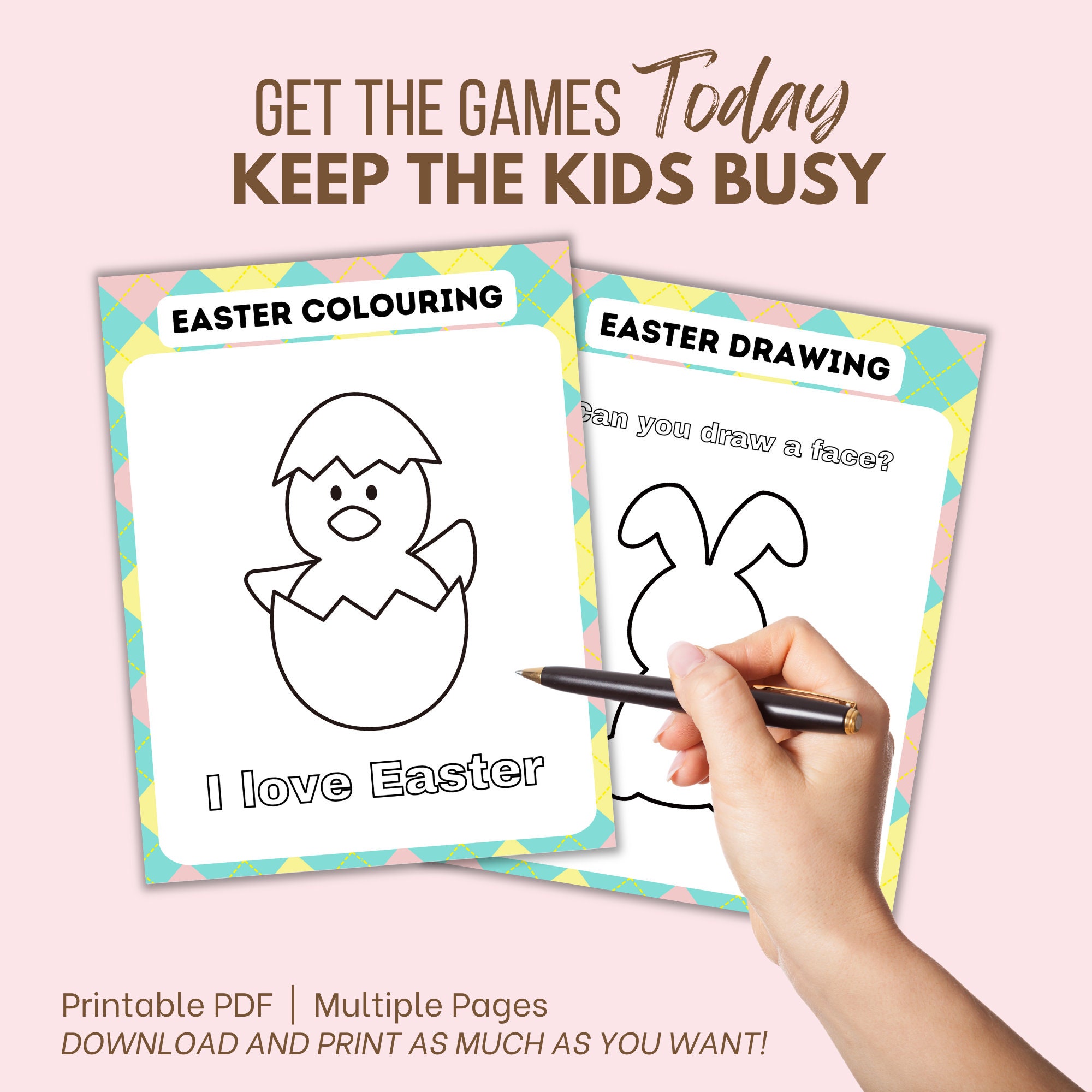 Easter Coloring Book, Easy Kid Coloring Pages, Easter Printable ...