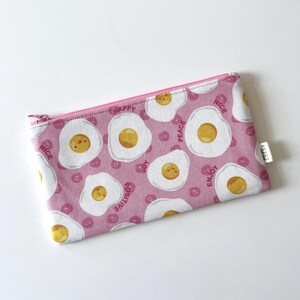 Sunny Side Up Eggs Zipper Pouch - Kawaii Stoff Geldbörse mit Innentaschen, Make-up Tasche, Geldbörse, Kartenhalter, nettes Geschenk für Eier-Liebhaber