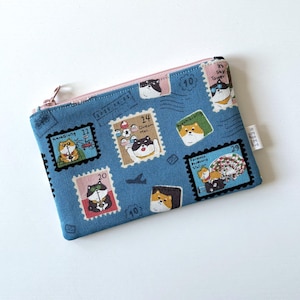 Shiba Inu Stamps Zipper Pouch – Cute Taiwan Attractions Fabric  Coin Purse, Small Makeup Bag, Cosmetic Case, Gift for Her, Mother's Day Gift