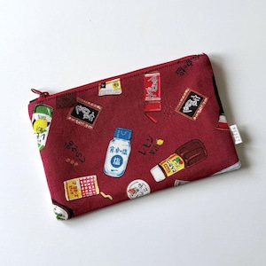 Bolsa con cremallera para salsas y condimentos: bolsa de tela con estampado de comida japonesa, neceser pequeño, monedero, tarjetero, un bonito regalo para amantes de la gastronomía.