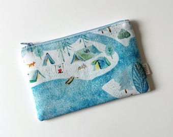 Countryside Zipper Pouch – Nature Fabric Bag, Makeup Bag, Coin Bag, Cardholder, Camping Themed Accessory, Rustic Gift for Her
