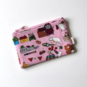Cats at the Market Zipper Pouch – Kawaii Colorful Fabric Bag, Small Makeup Bag, Coin Purse, Cardholder, Cute Gift for Cat Lovers