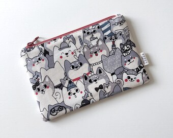 Cute Dogs Zipper Pouch –  Kawaii Fabric Bag, Makeup Bag, Coin Purse, Cardholder, Cute Gift for Dog Lovers