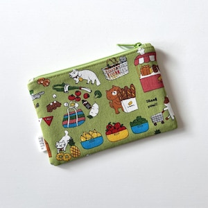 Cats at the Market Zipper Pouch – Kawaii Colorful Fabric Bag, Small Makeup Bag, Coin Purse, Cardholder, Cute Gift for Cat Lovers
