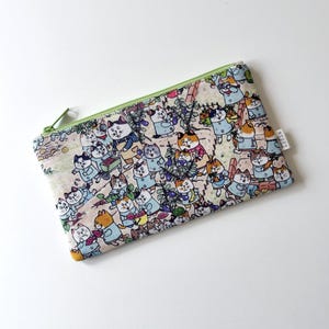 Cute Village Cats Zipper Pouch –  Kawaii Cartoon Fabric Bag, Makeup Bag, Coin Purse, Cardholder, Cute Gift for Cat Lovers