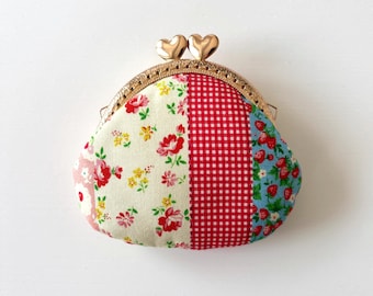 Colorful Mini Clasp Purse - Floral & Fruit Print Vintage Kiss Lock Coin Purse/Wallet
