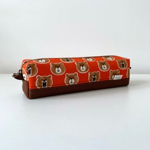 Cute Bear Fabric Pencil Case – Zipper Bag for Stationery, Kawaii Bear Print Pouch, Back to School Gift, Gift for Kids and Teens