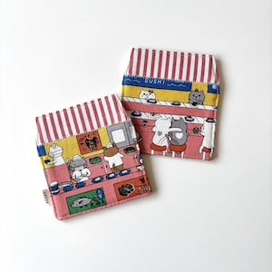 Cats & Sushi Coasters (Set of 2) - Kawaii Japanese Table Decor