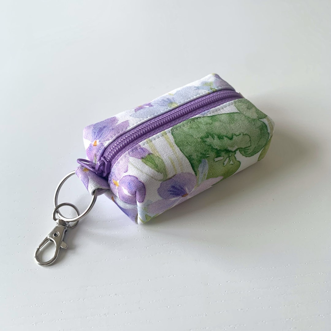 Mini Rectangular Keychain Box Floral Mini Boxy Keychain Pouch โ Small Keyring Bag Charm, Coin Purse ...